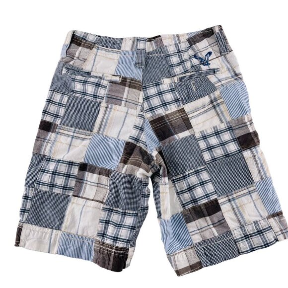 American Eagle Outfitters Mens Patchwork Plaid Cargo Shorts 28 - Picture 7 of 8